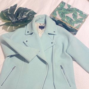 Banana Republic pale green/blue moto jacket. Excellent condition